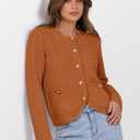 Caracilia Women's 2025 Fall Cardigan Sweaters Knitted Dressy Casual Jackets Trendy Outfits Burnt Orange XL (XL)
