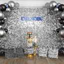COKAOBE ProBlack Series Shimmer Wall Backdrop 48 Pcs, Silver Square Sequin Glitter Backdrop Panel, Black Back Not See-Through Design, Perfect for Birthday Graduation Wedding and Party Decoration