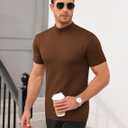 Vssjavun Men's Mock Neck Shirt Short Sleeve Turtleneck T-Shirt Slim Fit Pullover Casual Basic Tee