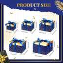 Teenyyou 5 Valentine's Day Navy Blue Square Nesting Boxes Decorative Gift Boxes with Lid and Ribbon 5 Assorted Sizes Wrap for Valentine, Anniversary, Birthday