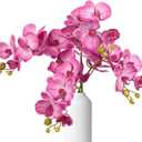 Vintage Pink Orchid Artificial Flowers 29.52" Real Touch Latex Faux Butterfly Pink Phalaenopsis Branches Fake Flower for Home Party Wedding Bridal Shower Decoration