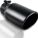 3 inch Inlet Exhaust Tip, 3" Inlet 4.5" Outlet 9" Overall Length Stainless Steel Exhaust Tailpipe Tip, Black Coated Finish Muffler Tip, Bolt-On