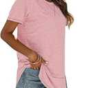2 x Beimuc Summer Tops for Women Short Sleeve Crewneck Tshirts Side Split Loose Fit Tunic Pink (Pink, XL)