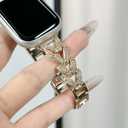 Watch Bands Compatible with Apple Watch Band 38mm 40mm 41mm 42mm(Series 10) iWatch SE Series 10/9/8/7/6/5/4/3/2/1,Slim Heart Shaped Metal Bracelets with Rhinestones for Women