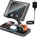 6 in 1 Wireless Charger Compatible for Apple Devices, iPad Charging Station with Digital Time & Night Light for iPhone 16 Pro Max/15/14/iWatch/Air-pods/iPad/Tablet Stand Holder