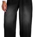 Wide Leg Baggy Jeans, Elastic Waist Jeans for Women Trendy Loose Pants (Medium, Black)