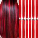 Set Of 3: Olldag 12 PCS Red Hair Extensions Clip in, 22 Inch Colored Hair Extensions Party Highlights Long Straight Synthetic Hairpieces for Women Cosplay