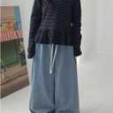 SHENHE Women's Baggy Casual Wide Leg Jeans Drawstring Elastic High Waist Trendy Jeans (S)