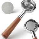 58 mm Bottomless Portafilter with Puck Screen 2 Ears Espresso Portafilter Compatible with E61 Group Head Espresso Machines,Flair 58,ECM,Rocket,Sanremo,Stainless Steel and Rosewood Handle