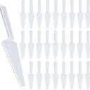 50Pcs 9.1Inch Plastic Disposable Cake Cutter Cake Server Cutting Spatula Knives Pie Pizza Pastry Slicer Serving Utensils for Kitchen Wedding Buffet (Clear)