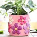 GUGUGO 8 Inch Flower Plant Pots, Cute Unique Rainbow Planter with Drainage, Flower pots, Colorful Vintage Retro Flower Pots, Succulent Pots for Indoor Plants, Eclectic Funny Room Decor Aesthetic-D