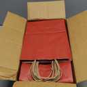 FACEBAG 100-Pack Red Paper Bags with Handles Bulk,8x4.25x10.5 Inch Gift Bags, Red Kraft Paper Bags, Applicable to Retail, Party, Shopping, FestivalReusable & Durable