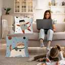 Space Cat Pillow Covers 18x18 Set of 2, Space Nursery Decor, Cosmic Planets Astronaut Cat Decorative Throw Pillow Covers for Kids Boys Room Playroom Nursery Decor