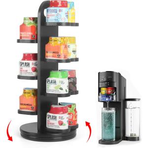 Flavor Pod Holder for Ninja Thirsti Pods, 360 Rotating 14-Flavor Storage Holder for Ninja Thirsty Drink System Pod Organizer for Ninja Thirsty Flavor Pods,Water Flavoring (Black)