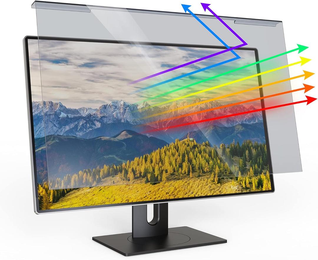 Universal Anti UV and Blue Light Screen Protector for 20, 21.5, 21.6, 22 inch Monitor, Bubble Free Computer Screen Blue Light Blocker, Widescreen Monitor Frame Hanging Type (W 19.3" X H 12.5",16:9) (20-22 inch)