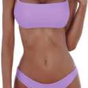 meioro Bikini Set Swimsuits for Women Low Waisted Two Piece Swimwear with Brazilian Push up Top Cheeky Bottom Bathing Suits (X-Small, Light Purple)