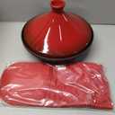 Uno Casa Tagine Pot - 3.65-Quart Moroccan Tajine with Enameled Cast Iron Base and Ceramic Cone-Shaped Lid, High-Quality Cookware- Red Double Oven Mitts Included