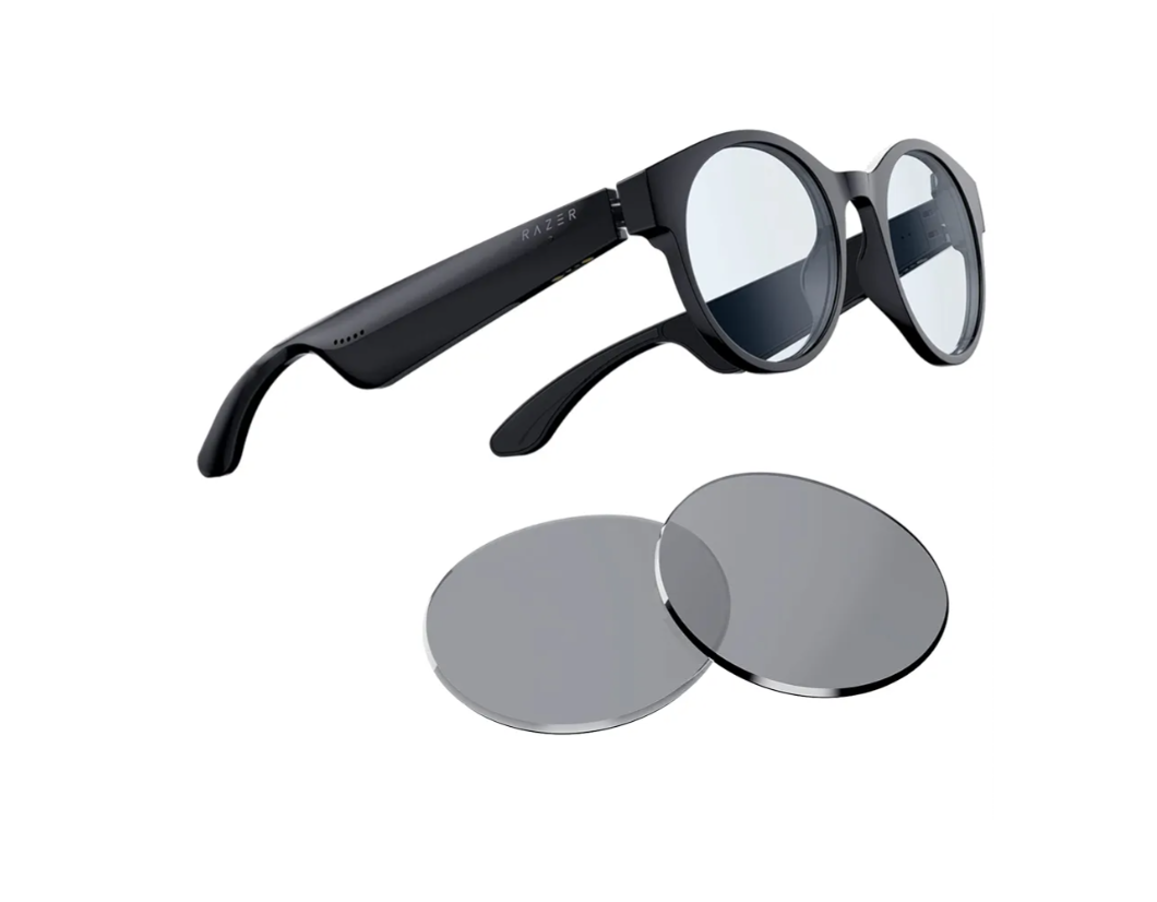 Razer Anzu Smart Glasses: Blue Light Filtering & Polarized Sunglass Lenses - Low Latency Audio - Built-in Mic & Speakers - Touch & Voice Assistant Compatible - 5hrs Battery - Round/Large