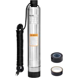 WASSERMANN 4" Septic Pump Submersible Effluent/Cistern Bottom Suction Pump with 33FT Cable,1/2HP,230V/60HZ,26GPM,138FT Head,Stainless Steel Deep Well Pumps for Septic Tank Home