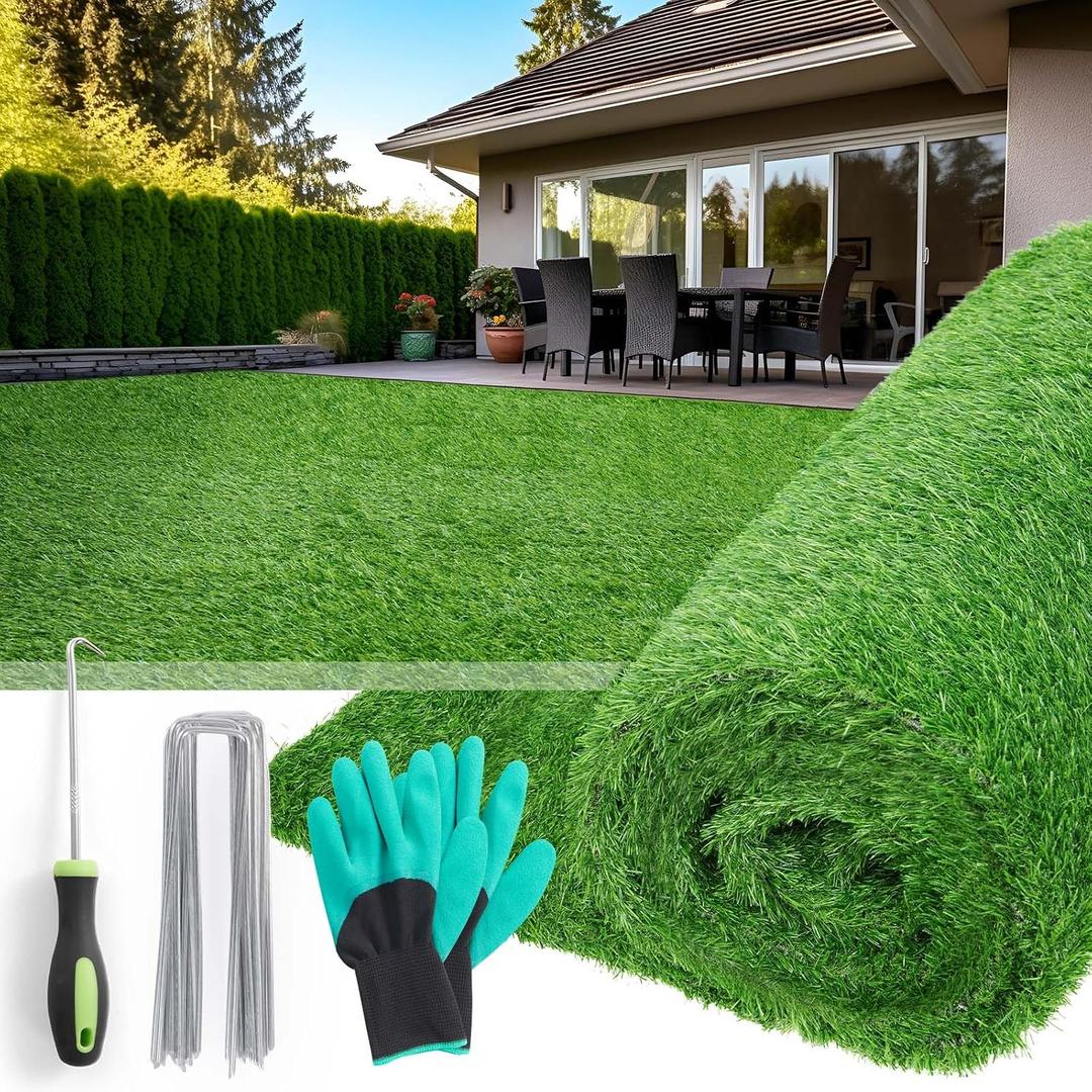 Realistic Artificial Grass Mat Customized Sizes, 6ft x10ft Synthetic Fake Grass Mat for Dogs, Reusable Turf Outdoor Rug Patio Garden Balcony Landscape, Faux Grass Rug with Drainage Holes