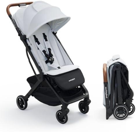 Mockingbird Travel Stroller, Compact, One-Hand Autofold, Cloud | Lightweight + Carry on Approved, Fits in Overhead Bin, Newborn-Ready, Car Seat Compatible with 50+ Infant Car Seats