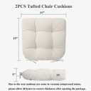 FUNHOME Water-Repellent Tufted Seat Cushions Set of 2 Outdoor Chair Cushions for Patio Furniture 19 x 19 x 5 Inch Patio Cushion for Rocking, Camping, Kitchen Chairs-Cream White