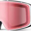 Lamicall Ski Goggles with 3X Anti-Fog - 100% UV Protection, OTG Design for Skiing, Snowboard, Snowmobile, Men, Women (White Frame - Pink Lens)