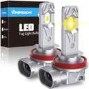 PHINLION H11 LED Fog Light Bulbs, 3000K Golden Yellow, 12000 Lumens 800% Brightness Super Bright H16 H8 LED Fog Lights, 1:1 Mini Size, Plug and Play, Pack of 2