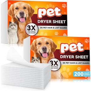 Pet Hair Remover for Laundry, Lint Dryer Sheets, 3 X Pet Hair Fighters, Reduces Static, Adds Softness (Unscented,400 Count)