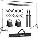 EMART Backdrop Stand 10x7FT Adjustable Back Drop Stand for Party Photoshoot
Background Stand Backdrop with 8 Clamps, 2 Sandbags for Photography, Wedding, Baby Shower, Events Decoration, Photo Studio