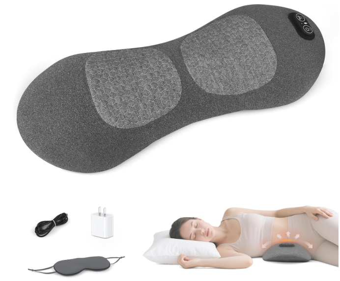 3-in-1 Back Massager with Heat & Vibration, Smooth Spine Triple Fusion Lumbar Support Pillow for Lower Back and Sciatica Pain Relief, Deep Tissue Relaxation for Bed or Office Chair 