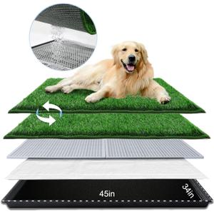 HQ4US Dog Grass Pad with Tray Odor Control Grass Pee Pad for Dog Litter Box
