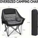 Heavy Duty Oversized Padded Camping Chair for Adults, XL Folding Camp Chair with Armrests, Cooler Bag, Cup Holder and Storage Pockets, Portable Outdoor Chair Supports up to 500 lbs-1PC Black & Grey, Single Pack