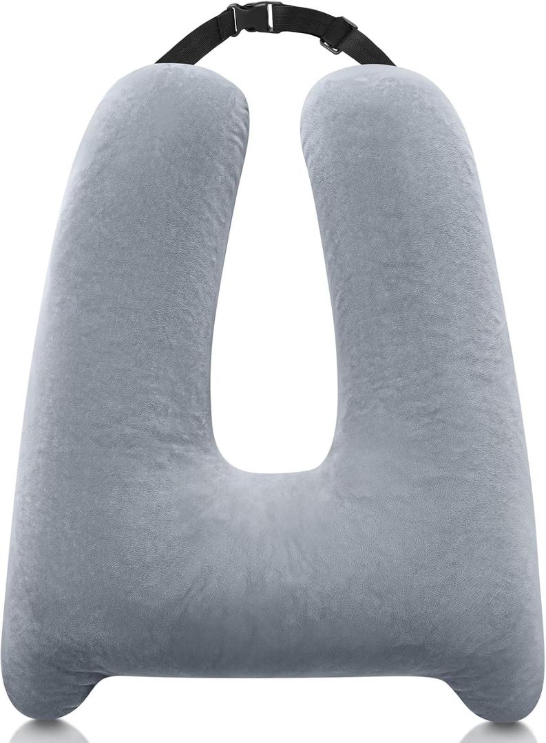 MAGIC ELEPHANT Car Pillow for Kids, Memory Foam Travel Car Pillow, Adults and Kids Travel Pillow for Sleeping on Road Trip, Traveling Car Seat Pillow (Grey)