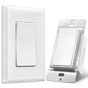 Suraielec 3 Way Wireless Light Switch, Neutral Wire Required, Grounding, 15A High Power, 100ft Range, No Wiring No WiFi, Expandable Remote Control Light Switches for Lamp, Ceiling Light, Fan