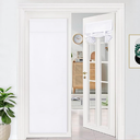 DWCN French Door Curtains-Tie Up Thermal Insulated Window Curtain Panels Room Darkening Curtain with Adhesive Tape for Sidelight, Set of 1 Panel, White Curtain 12"x80"