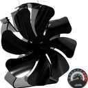 VODA Wood Stove Fan Heat Powered Fireplace Fans, Non Electric Heat Activated Thermal Fan 8 Blades for Wood Burning Stove/Log Burner, Stove Accessories Thermometer