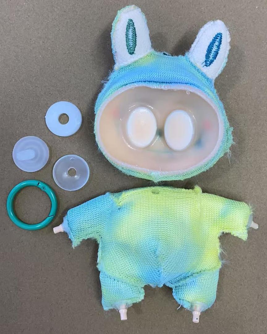 17cm Plush Doll D I Y Material, Semi-Finished, only Need to add Filling Material. Including Fabric, Face, Hand, Feet Accessories (Green)