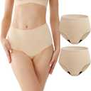 Womens Incontinence Underwear Washable, 2 oz Absorbency Leakproof Panties for Female Urinary Leakage 2 Pack (Beige, L)
