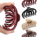 Lourny Silicone Hair Clips for Women, 4 PCS Non-Slip Strong Hold Flexible Cloud Claw Clips for Thin or Thick All-Day Comfort Large Hair Clips(Light Brown + Dark Brown + Red + Black(Claw))