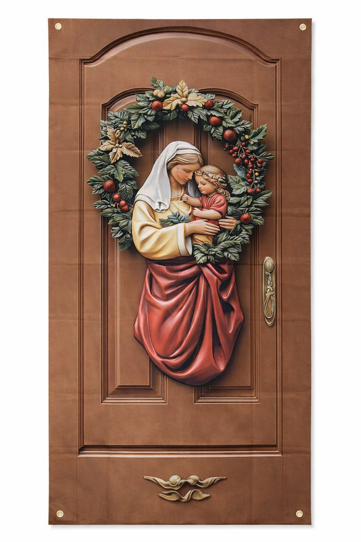 Virgin Mary and Baby Jesus Banner, Size 71 x 35