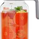 Glass Mason Jar Pitcher, 64 oz Wide Mouth Jug with Pour Spout Handle Lid for Cold Brew Coffee, Ice Beverage, Iced Juice, Lemonade, Sun Tea, Fruit Drinks Container (Gray)