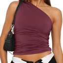 Trendy Queen Womens Going Out Tops Summer Spring Tank Crop Outfit Cute Y2k Shirts Corset Fashion Workout Clothes 2025 (Small, Wine Red)