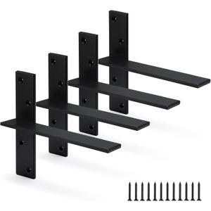 Floating Shelf Bracket 3/8" Thick Heavy Duty Shelf Brackets 4 Pack Free Hanging Countertop Support Bracket 8" Lx2.5 W Floating Wall Brackets for Cabinets, Granite, Dishwasher, Bench Seats Vanities