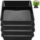 4 Pack 12 Inch Square Plant Saucer, Plant Drip Trays and Flower Pot Saucers, Plant Trays for Indoors No Holes, Plant Drainage Tray Saucers for Potted Plants (Black)