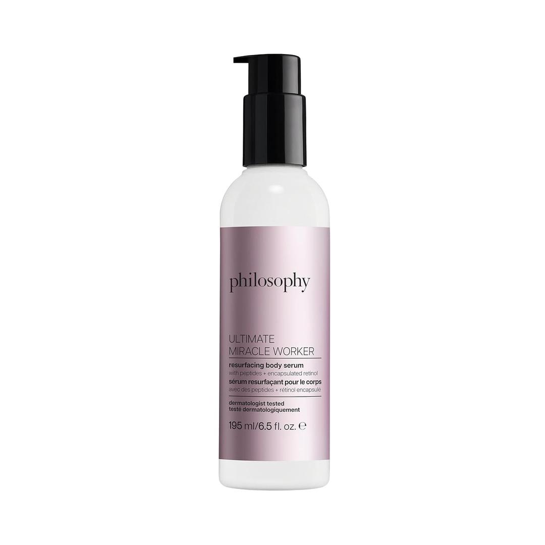 philosophy ultimate miracle worker resurfacing body serum - with retinol, hyaluronic acid & peptides - clinically proven to immediately double skin's moisture and reduce crepiness - 6.5 fl oz