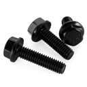 5/16-18 x 1-1/4" Flanged Hex Head Bolts Flange Hexagon Screws, Stainless Steel A2 Black Finish, DIN 6921, 15 PCS