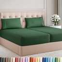 Split King Size 5 Piece Sheet Set - Comfy Breathable & Cooling Sheets - Hotel Luxury Bed Sheets for Women & Men - Deep Pockets, Easy-Fit, Soft & Wrinkle Free Sheets - Emerald Green Oeko-Tex Bed Sheets