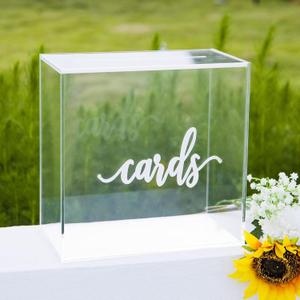 10 Acrylic Card Box - Wedding Card Box for Reception, Birthday, Party, Money Box, Wishing Well, Graduation Party, Elegant Large Clear Card Box-ACB001