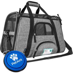 PetAmi Airline Approved Pet Carrier for Cat, Soft Sided Dog Carrier for Small Dog, Cat Travel Supplies Accessories Indoor Cat, Ventilated Pet Carrying Bag Medium Large Kitten Puppy, Small Heather Gray (Small - 17"L x 10.2"W x 11.2"H)